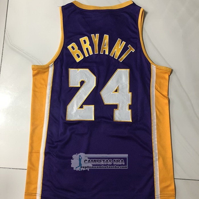 Camiseta Los Angeles Lakers Kobe Bryant NO 24 60th Anniversary Mitchell & Ness 2007-08 Violeta